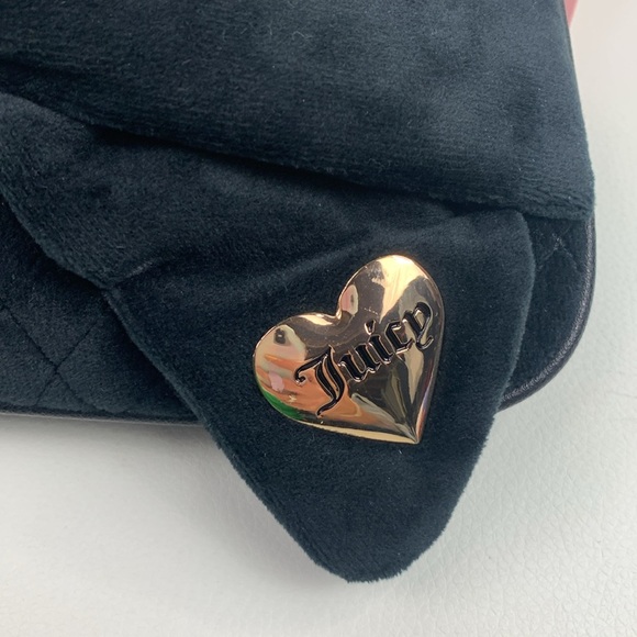 Juicy Couture Black Soft Clutch bag Gold Chain & Bow Accent & mini pouch NEW - Picture 14 of 16